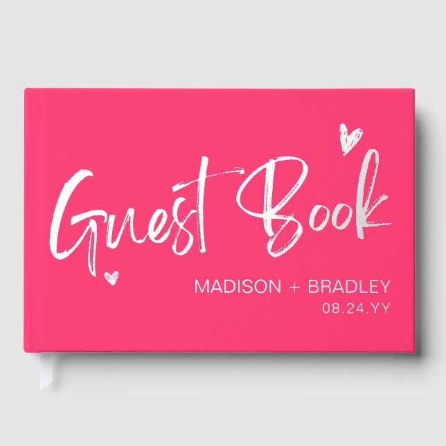 Real Foil Silver Calligraphy Script Moderne Hochze Gästebuch (Vorderseite)