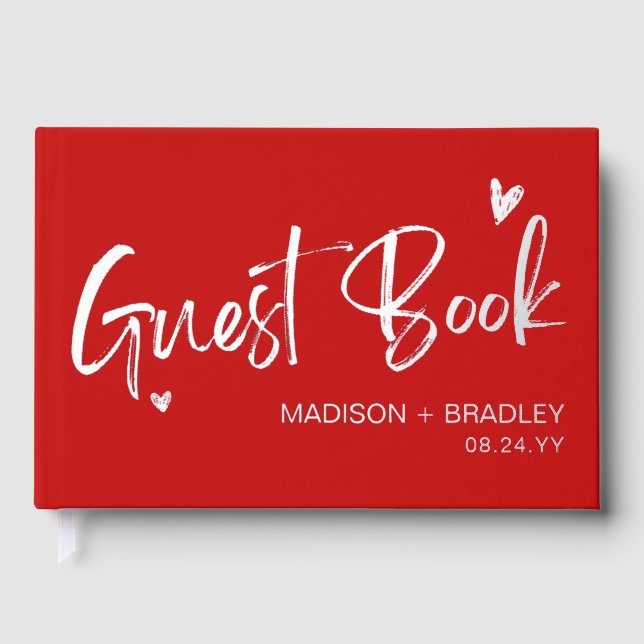 Real Foil Silver Calligraphy Script Moderne Hochze Gästebuch (Vorderseite)