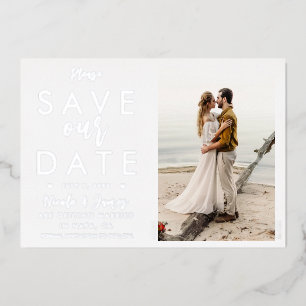 Real Foil Silver Save the Date Foto Verlobung Folieneinladung