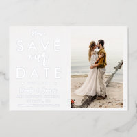 Real Foil Silver Save the Date Foto Verlobung