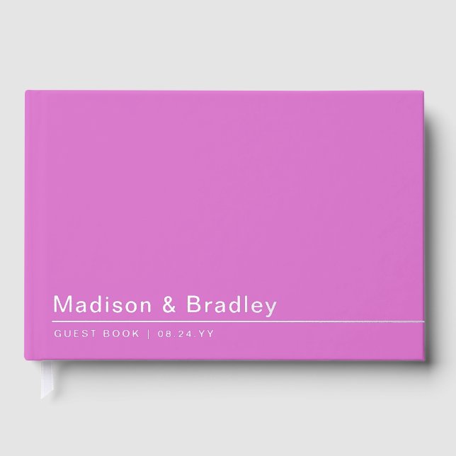 Real Foil Simple Modern Silver Script Wedding Gues Gästebuch (Vorderseite)