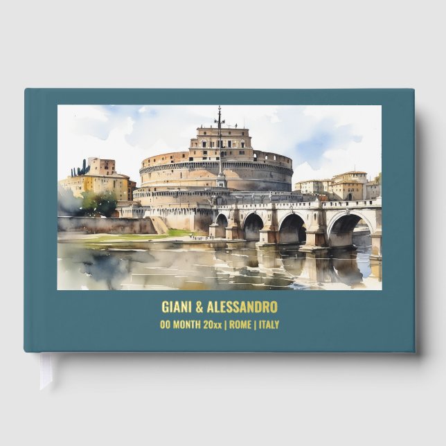 Real folie Castel Sant'Angelo Rom Hochzeit Italien Gästebuch (Vorderseite)