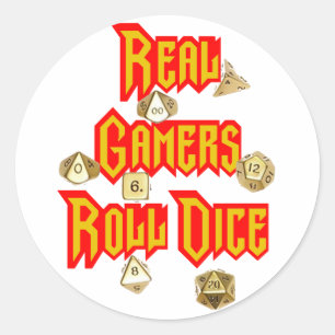 Real Gamers Roll Dice Runder Aufkleber