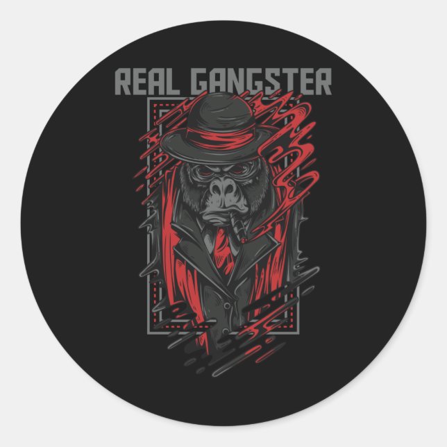 Real Gangster Runder Aufkleber (Vorderseite)