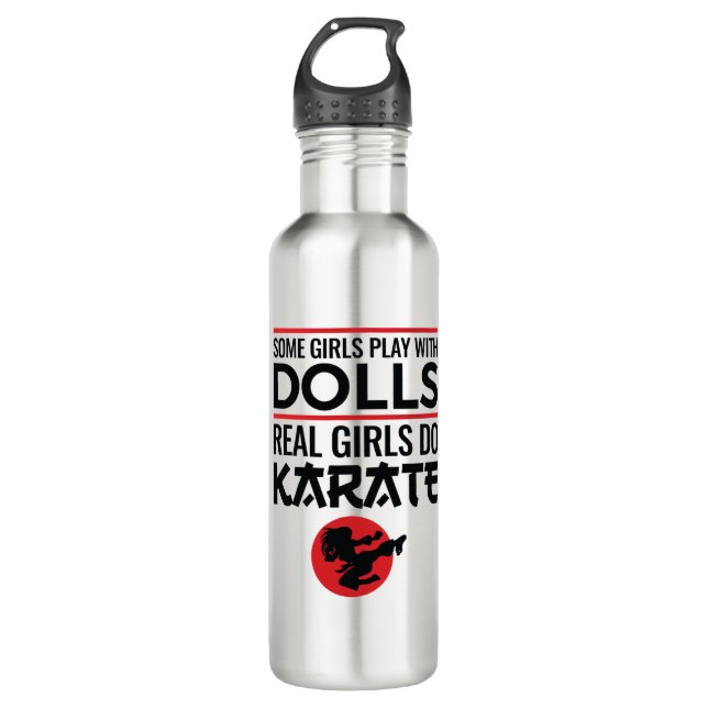 Real Girls Do Karate Niedlich Martial Arts Edelstahlflasche (Vorderseite)