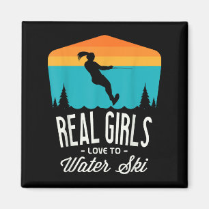 Real Girls Liebe zum Wasserski Skifahrer Funny Wa Magnet