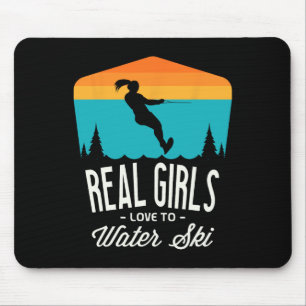 Real Girls Liebe zum Wasserski Skifahrer Funny Wa Mousepad
