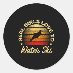Real Girls Liebe zum Wasserski Skifahrer Funny Wa Runder Aufkleber