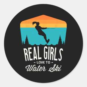 Real Girls Liebe zum Wasserski Skifahrer Funny Wa Runder Aufkleber