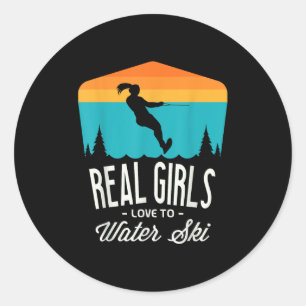 Real Girls Liebe zum Wasserski Skifahrer Funny Wa Runder Aufkleber