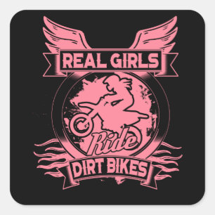 Real Girls Ride Dirt Bikes für Motocross Frauen Quadratischer Aufkleber