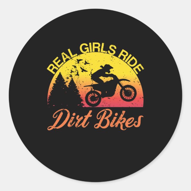 Real Girls Ride Dirt Bikes Motocross Runder Aufkleber (Vorderseite)