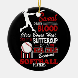 Real Girls werden Softball-Spieler-Geschenk Keramik Ornament
