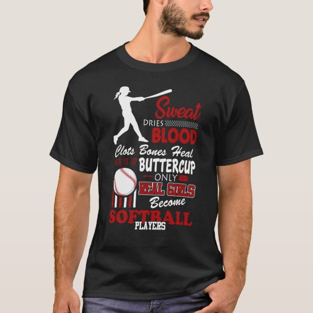 Real Girls werden Softball-Spieler-Geschenk T-Shirt (Vorderseite)