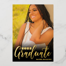 Real Gold Black Three Foto Graduation Party Folieneinladung