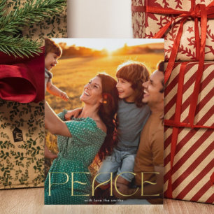 Real Gold Custom Text Peace Foto Folien Feiertagskarte