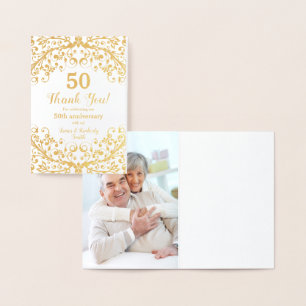 Real Gold Foil 50. Hochzeitstag Danke Folienkarte
