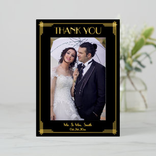 Real Gold Foil Art Deco Hochzeit Vielen Dank Folieneinladung