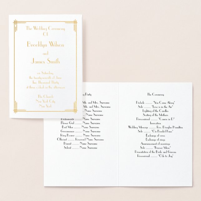 Real Gold Foil Art Deco Hochzeiten Folienkarte (Anzeige)