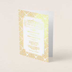 Real Gold Foil Art Deco New Year's Eve Party Folienkarte