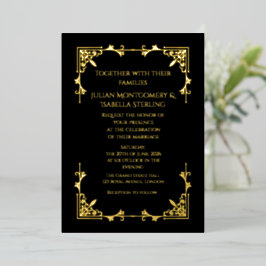 Real Gold Foil Black Tie Royal Regency wedding Folieneinladung