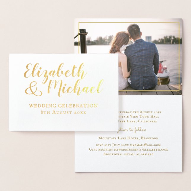 REAL GOLD FOIL Classic White FOTO Wedites Folienkarte (Anzeige)