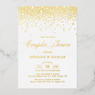 Real Gold Foil Confetti Dots Couples Dusche Folieneinladung