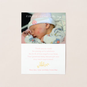 REAL Gold Foil DANKEN SIE Baby Showcard Folienkarte