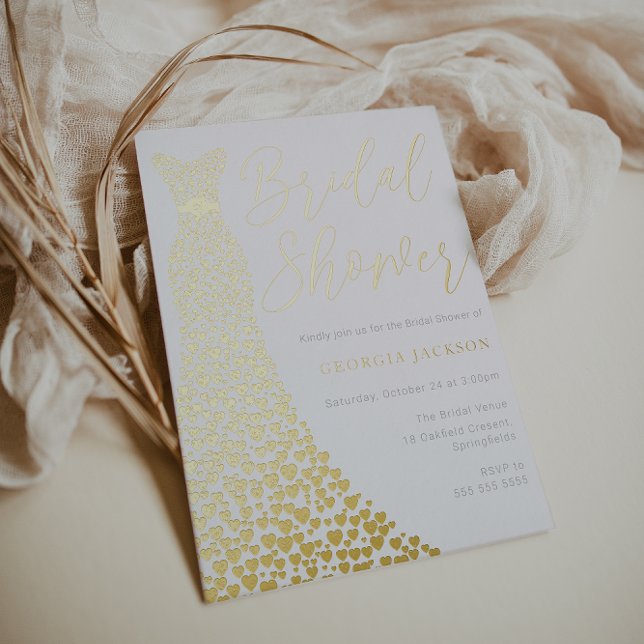 Real Gold Foil Dress Modern Bridal Shower Folieneinladung (Von Creator hochgeladen)