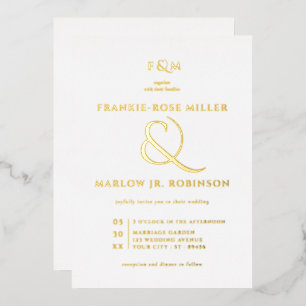 Real Gold Foil Einfaches elegantes Hochzeitspazier Folieneinladung