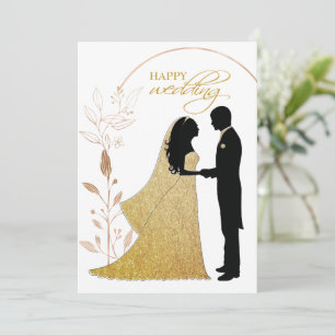 Real Gold Foil Elegante Blätter Wreath Monogram Einladung