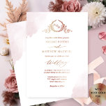 Real Gold Foil Elegante Dusty Rose Monogram Weddin Folieneinladung<br><div class="desc">Erweiterte Elegant Monogram Einladung in Echtgoldfolie und zart staubige Rose Aquarellfärben und Monogramm. Sauberes und schlichtes Design voll Eleganz und Grazie mit feinen, verzierten handgezeichneten Monogramm, das die Initialen von Paaren zeigt. Luxuriös, in weißer und echter Folie, bedruckt auf Premium White Paper Stock - ein glattes, weißes Papier mit luxuriöser...</div>