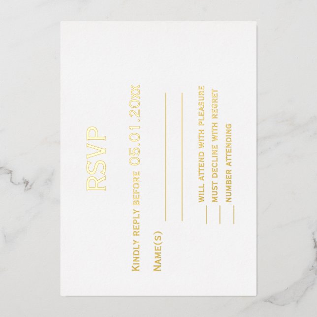Real Gold Foil Elegante Gay Wedding RSVP Cards Folieneinladung (Vorderseite)