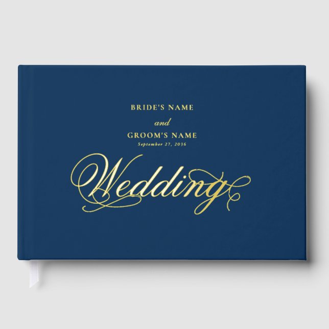 Real Gold Foil Elegante Klasse Luxus Hochzeit Gästebuch (Vorderseite)