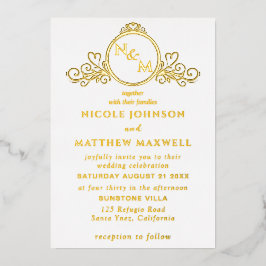 Real Gold Foil Elegante Liebe Monogram Wedding Folieneinladung