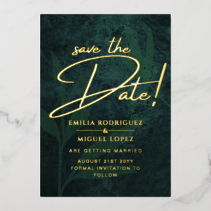 Real GOLD FOIL Emerald Green Save the Date Wedding Folieneinladung