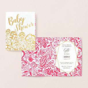 Real Gold Foil Floral Baby Dusche Segnungen Folienkarte