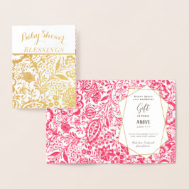 Real Gold Foil Floral Baby Dusche Segnungen Folienkarte