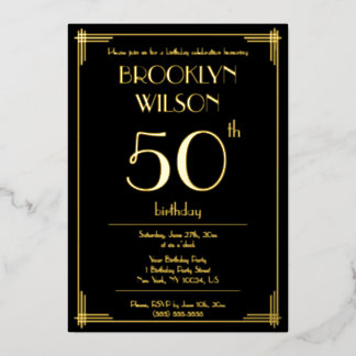 Real Gold Foil Gatsby Geburtstagsparty Einladung