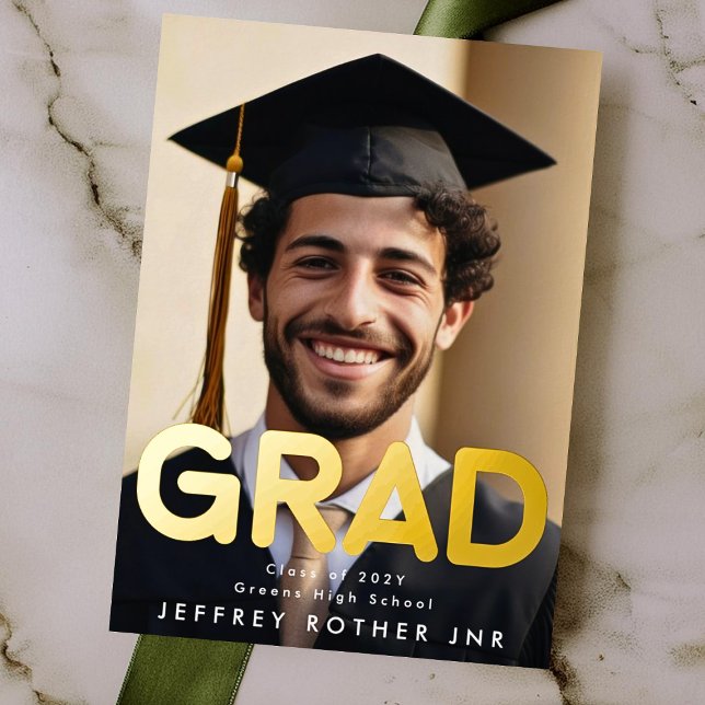 Real Gold Foil GRAD FUN Modernes Foto Ankündigung (Von Creator hochgeladen)