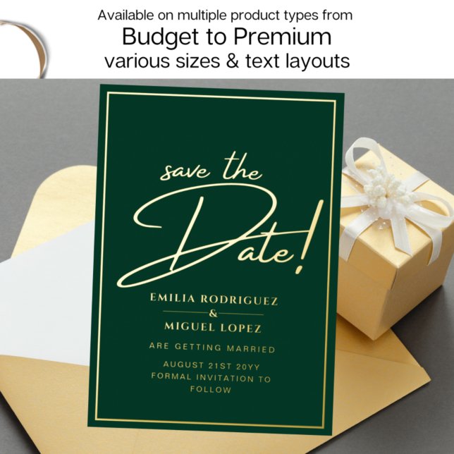 Real GOLD Foil Green Save the Date Hochzeit Folieneinladung (Von Creator hochgeladen)