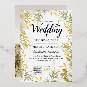 REAL GOLD FOIL Greenerity FOTO QR Code Hochzeit Folieneinladung