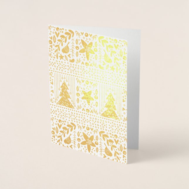 Real Gold Foil Hübsch Festive Happy Weihnachtskart Folienkarte (Vorderseite)