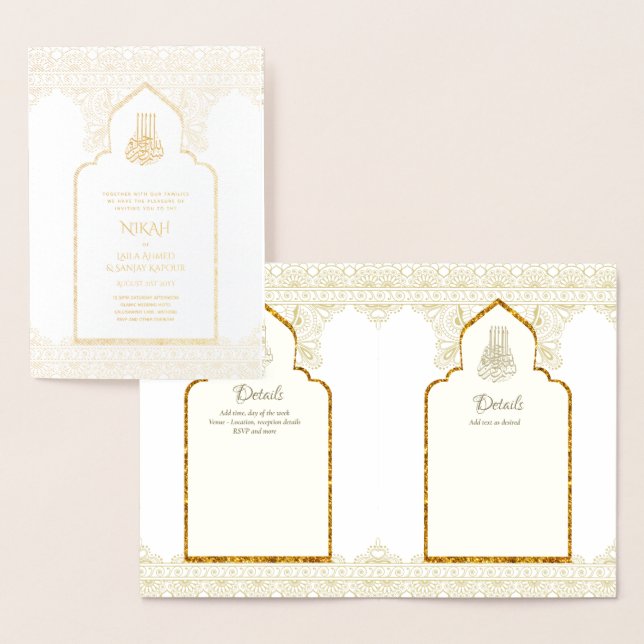 REAL Gold Foil Islamic Wedding Einladung NIKAH (Anzeige)