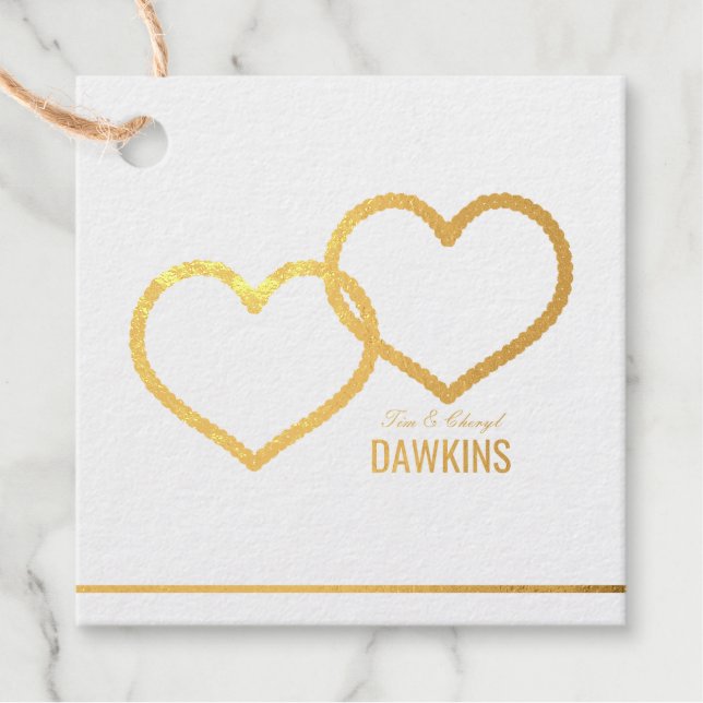 Real Gold Foil Linked Hearts Geschenkanhänger (Vorderseite)