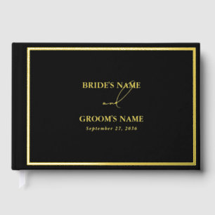 Real Gold Foil Moderne Black & Gold Hochzeit Gästebuch
