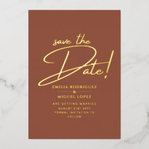 Real Gold Foil Moderne Hochzeit retten das Datum L Folieneinladung