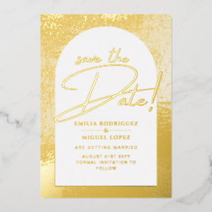 Real Gold Foil Moderne Hochzeit retten das Datum L Folieneinladung