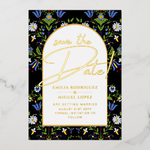Real Gold Foil Moderne Hochzeit retten das Datum L Folieneinladung