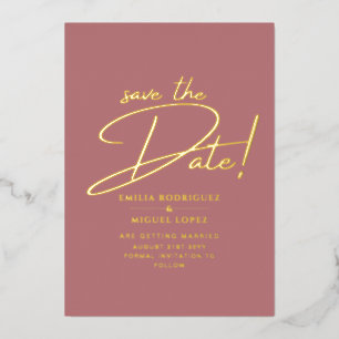 Real Gold Foil Moderne Hochzeit retten das Datum L Folieneinladung